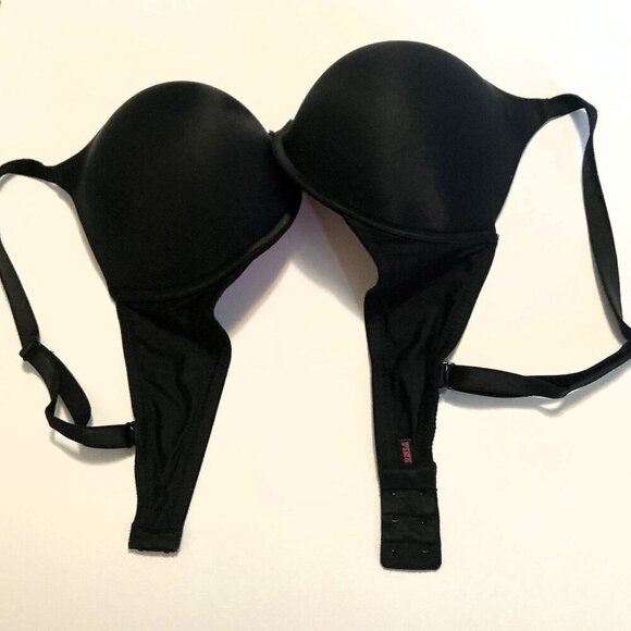 PINK VICTORIA’S SECRET BLACK WEAR EVERYWHERE PUSH UP BRA 34DD EUC - Picture 11 of 14